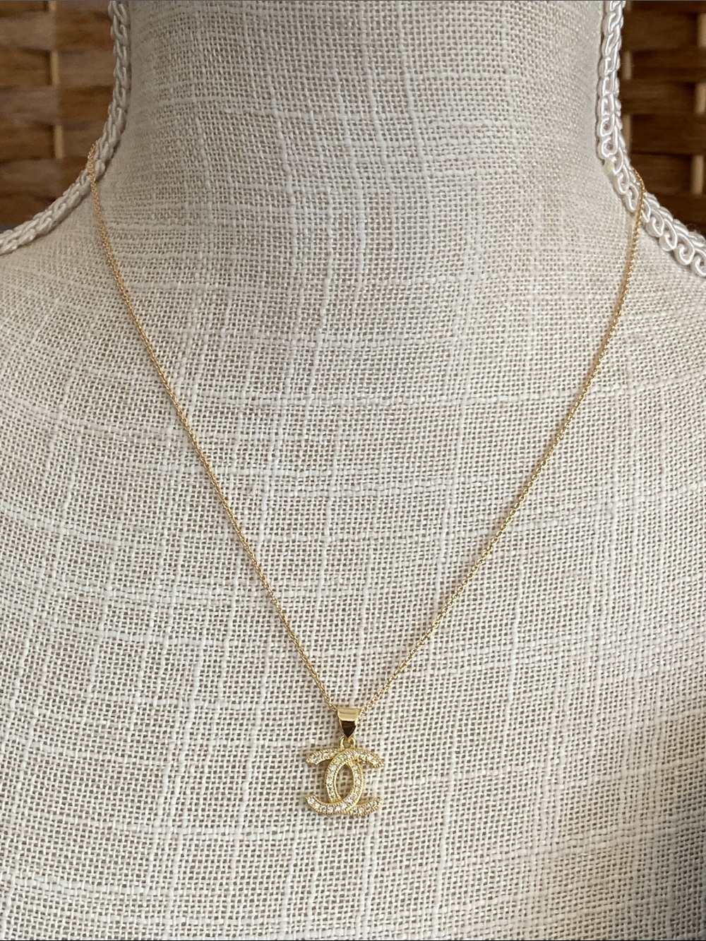 Gold Double-C Logo Pendant Necklace - Classic Gold Finish